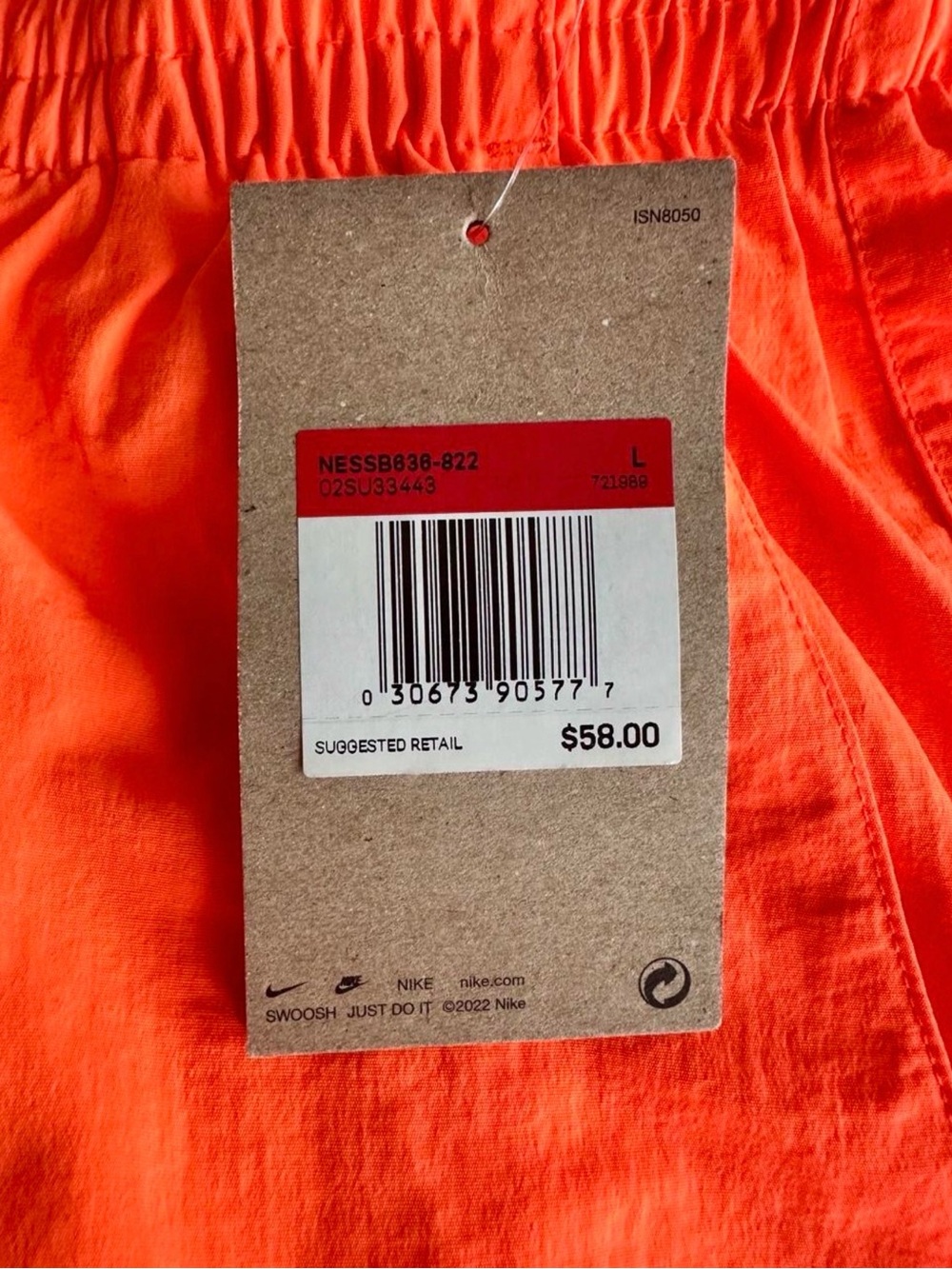 Nike Men's Bright Orange Athletic Shorts with Drawstring - Picture 6 of 6
